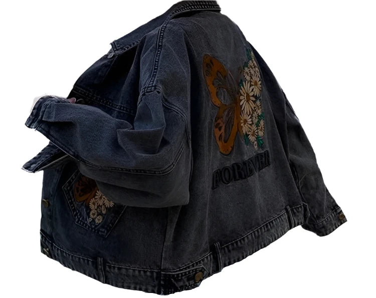 Embroidered Coal Women's Denim Jacket