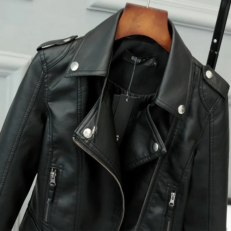 Chic Women's Leather Short Jacket