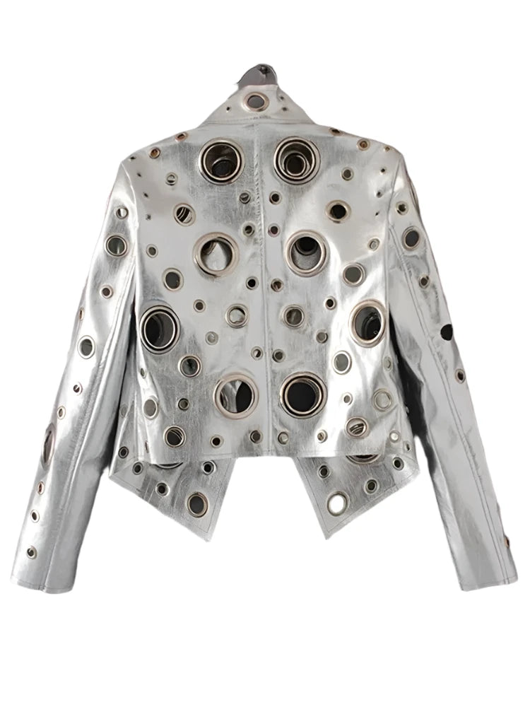 Golden Rivet  Women's Leather Jacket