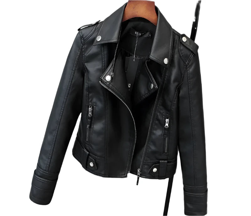 Chic Women's Leather Short Jacket